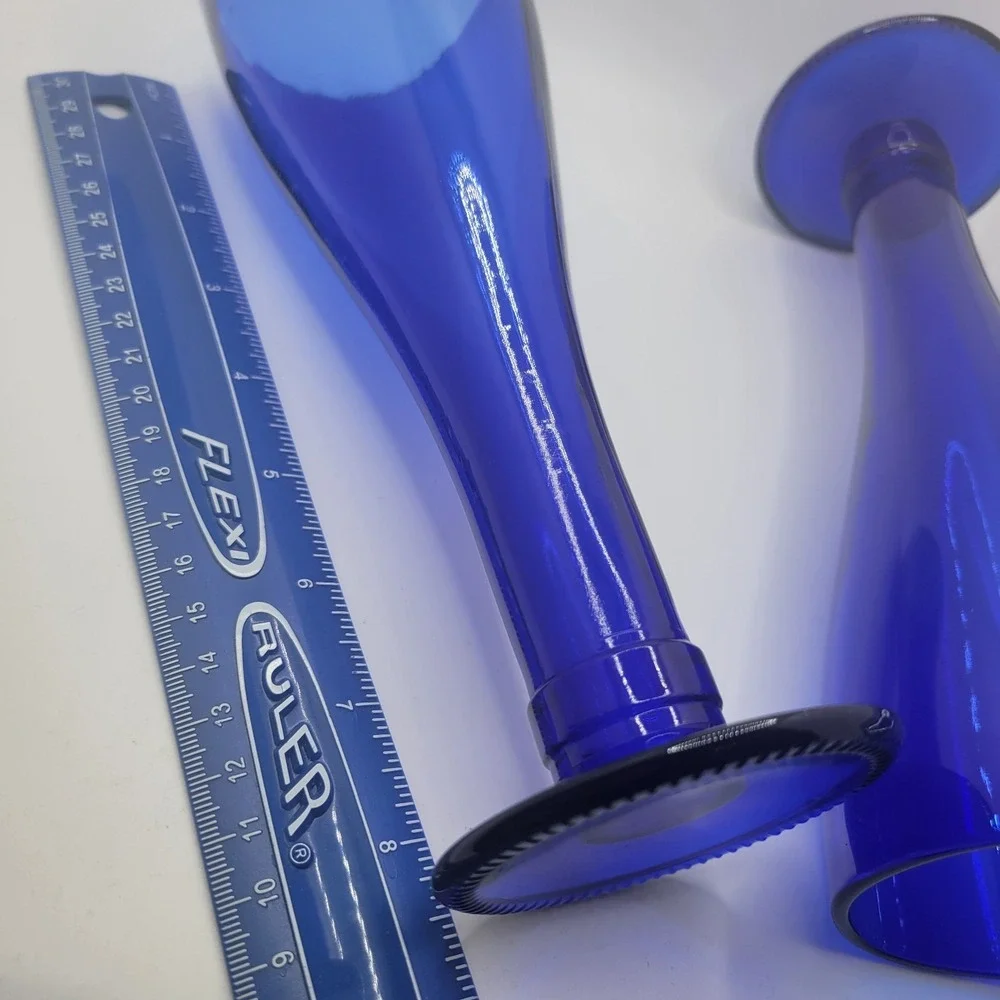 Champagne Flutes Pilsner Wine Glasses Cobalt Blue Set of 2 Mid-Century Modern